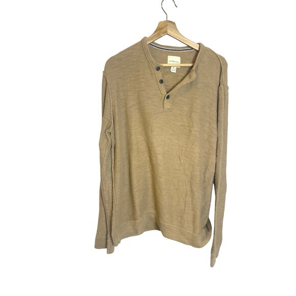 GH Bass & Co Mens Sweater M Brown Waffle Thermal Shirt Long Sleeve - Picture 1 of 6